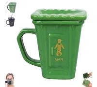 Squatting Toilet Shape Ceramic Mug, Funny Squat Toilet Mug, Squat Toilets Shape Ceramic Mugs, Funny Desk Decor & Gag Gift Mugs for Office, Coworkers, Home Desk (Green)