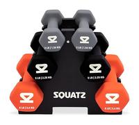 Squatz Set de Mancuernas con Soporte 14.5kgs, Pesas de Neopreno Antideslizantes Hexagonales, Juego de Dumbbells para Fitness, Entrenamiento, Yoga y Ejercicio en Casa