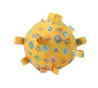 Squeaky Dog Ball Toy - Juguete de goma duradera con correas, textura suave y resistente, juego de entrenamiento interactivo | Funny Soccer for Small Medium Pets Outdoor Indoor Exercise Activity