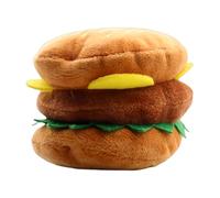 Squeaky Dog Toy, Hamburger Chew Toy, Puppy Teething Plaything, Soft Plush Dog, Interactive Squeaker Plaything for Reduce Boredom Play Training Travel Park Yard Home Garden Indoor Outdoor Family Time