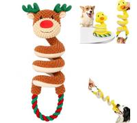 Squeaky Plush Dog Toy with Rope Handle, Interactive Tug Toy for Dogs (#6) | Built-in squeaker Spiral animal design Cotton rope handle Soft plush fabric PP cotton filling Great for interactive play