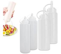 Squeeze Bottle, 2Pcs 120ml + 2Pcs 240ml Botella de Salsa, Dispensador de Botellas de Plástico - Ninguna Fuga, Sin BPA, para Condimentos, Salsa de Tomate, Mostaza, Mayonesa, Salsa Picante
