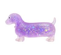 Squeeze Glitter Puppy - Soft Slow Rising Cute Relief | Adults Dachshund Sensory Pinch with Sparkled Texture, Dog Stress Ball with Calming Squish, Novelty Gift for Office Desk