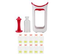 Squeeze Station de prensa y almacenamiento, exprimidor portátil de puré de frutas para niños, base antideslizante con 10 bolsas de alimentos desechables, material ABS para uso (Rosa roja)