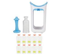 Squeeze Station Press Store System Exprimidor de puré de frutas portátil para niños Bolsas de alimentos para la cocina casera ABS Azul Rosado Rojo 30,5x13x9,5 cm 10 bolsas (Azul)