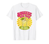 Squeeze The Day - Camiseta Retro de Limonada Fresca exprimida Camiseta gráfica económica, Hombre, Blanco, XL