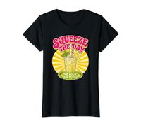 Squeeze The Day - Camiseta Retro de Limonada Fresca exprimida Camiseta gráfica económica, Mujer, Negro, XL