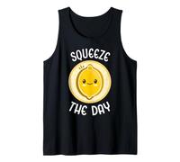 Squeeze The Day Cute Adorable Kawaii Lemon Food Juego de Palabras Camiseta sin Mangas