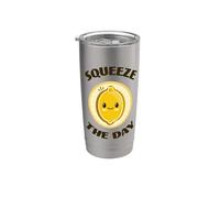 Squeeze The Day Cute Adorable Kawaii Lemon Food Juego de palabras Vaso térmico de acero inoxidable de doble pared
