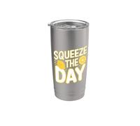 Squeeze The Day Funny Lemon Vaso térmico de acero inoxidable de doble pared