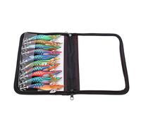 Squid Jig Fishing Lures | 3D Lifelike Eyes & Luminous Tail | Saltwater Shrimp Baits for Night Fishing/Kayak Angling | High Hit Rate Hook Design | 10 - Pack with Storage Bag (3.5#)