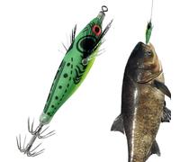 Squid Lures - Realistic for Round Belly Jigs | 8 cm Double Hooks with Night Fishing, Lake Stream Reservoir, Glow Accessory for Saltwater Sea Bass Trout, Effective Coastal Baits