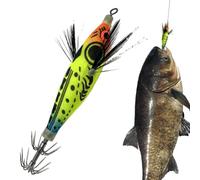 Squid Lures - Realistic for Round Belly Jigs | 8 cm Double Hooks with Night Fishing, Lake Stream Reservoir, Glow Accessory for Saltwater Sea Bass Trout, Effective Coastal Baits