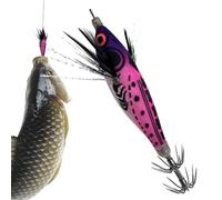 Squid Lures - Realistic for Round Belly Jigs | 8 cm Double Hooks with Night Fishing, Lake Stream Reservoir, Glow Accessory for Saltwater Sea Bass Trout, Effective Coastal Baits