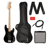 Squier by Fender Affinity Precision Bass Pack, diapasón de arce, negro, bolsa de trabajo, Rumble 15 EU