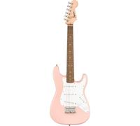 Squier by Fender Mini Stratocaster Guitarra Eléctrica Rosa 3/4 | Guitarra de iniciación de escala corta para niños y para viajar, lecciones virtuales gratuitas, estilo icónico Stratocaster
