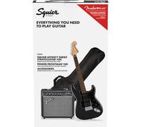 Squier by Fender Pack Affinity HSS, Charcoal Frost Metallic, con amplificador, pack de guitarra eléctrica, Incluye cursos virtuales gratuitos en Fender Play