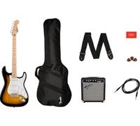 Squier by Fender Sonic Stratocaster Electric Guitar Pack, Maple Fingerboard, 2-Colour Sunburst, Gig Bag, Squier Frontman 10G Amp - 230V EU, Incluye cursos virtuales gratuitos en Fender Play