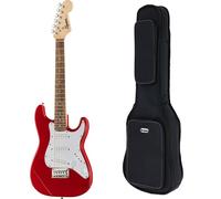 Pack de guitarra eléctrica Fender FSR Squier Electric Mini Stratocaster, color azul Daphne, ideal para principiantes. Incluye amplificador, cable, correa, púas y afinador de pinza.