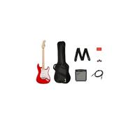 Squier por Fender, paquete de guitarra eléctrica Stratocaster Sonic, diapasón de arce en rojo Torino, amplificador de guitarra Squier Frontman de 10 W, púas, correa, cable, viene con lecciones