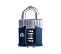 Candado de alta resistencia Squire (Warrior Combi 55) - Grillete abierto - Candado Warrior de 4 ruedas - Acero al boro para la resistencia a la corrosión - Resistente a la intemperie (azul, 55 mm)