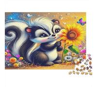 Squirrel 1000Pc Jigsaw Puzzle for Adults Skunk with Sunflower Impossible Hard Difficult & Educational Decompression 52x38cm/1000pcs