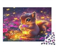 Squirrel Adult Jigsaw Games Squirrel with Flower Challenging & Brainteasing for Decompression 70x50cm/1000pcs