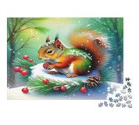 Squirrel Adult Jigsaw Puzzles Squirrel with Pinecone for The Whole Family Women, Gifts for Men 52x38cm/1000pcs