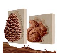 Squirrel Cookie Mold - Wood 9x9x2cm 13x8x2cm | 2 Piece 3D Squirrel And Pine Cone Cutter | Reusable Dessert Tool For Baking Beginners Easter Christmas Kitchen Use