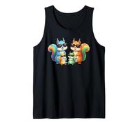Squirrel Family Sunglasses Graphic Cute Colorful Squirrel Camiseta sin Mangas