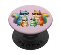 Squirrel Family Sunglasses Graphic Cute Colorful Squirrel PopSockets PopGrip Adhesivo