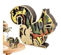 Squirrel Ornament - Christmas Wooden 3D Squirrel Crafts | 3D Desktop Decor | Wooden Carving Multi Layer Squirrel Ornaments, Wood Carving Ornaments