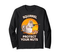 Squirrel Protect Your Nuts divertido amante de las ardillas del atardecer Manga Larga