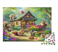 Squirrel Puzzle for Adults & Age 14 Up Bunny House with Bunnies Fun Present & Activity for Home Gift 52x38cm/1000pcs