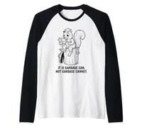 Squirrel Retro Basura Can Not Garbage Cannot Funny Snack Camiseta Manga Raglan