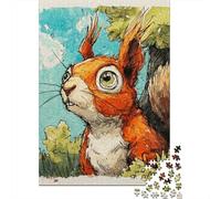 Squirrel Watercolor Painting Puzzles Imposible,desafío for Adults Entretenimiento Creativo 1000 Piezas Obra De Arte De Juego De para Adultos Y Niños Mayores De 12 Años 52x38cm/1000pcs