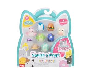 Squish-a-Longs SQAL0022 - Paquete de 8 Unidades, Serie 1, Style 1, Contiene 8 x 2,5 cm Mini Squish con 2 Accesorios, 1 x Anillo y 1 x Instrucciones de Recogida para coleccionar, intercambiar y Jugar