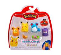 Squish-a-Longs SQAL0068 Paquete de 4 - Pikachu, Gengar, Marill, Teddiursa - 2 Accesorios incluidos