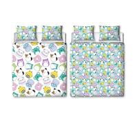 Squishmallow - Juego de Funda de edredón Oficial para Cama Doble, diseño Feliz, Funda de Cama Reversible de 2 Caras con Personajes de Squish Producto Oficial con Fundas de Almohada a Juego