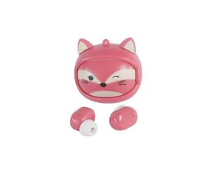 Squishmallows Auriculares inalámbricos Fifi The Fox con Funda de Carga Que Cambia la Cara. Botón de reproducción/Pausa micrófono Integrado para Llamadas. Rango Bluetooth de 10 Metros, Control de