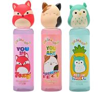 Squishmallows - Baño de burbujas para niños, 300 ml cada uno, Foxy Fruity, Cam Purrfect, Winston Feelin' Mallow, divertidas botellas coleccionables de personajes con tapas blandas