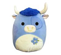 Squishmallows Bermayeh - Toro azul de 12 pulgadas con vientre blanco mullido y flor, tamaño mediano, edición exclusiva de Pascua 2025