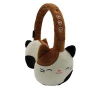 Squishmallows CAM The Cat - Auriculares Bluetooth de Felpa con micrófono Integrado para Hacer y Recibir Llamadas. Rango Bluetooth de 10 Metros, Control de Volumen, Almohadillas de Felpa Suave con