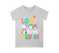 Squishmallows Camiseta Niñas Manga Corta Squish tee para Niños Gris 10-11 años