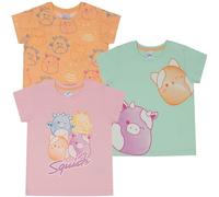 Squishmallows Camisetas 100% algodón para niñas, Paquete de 3, 13-14 años