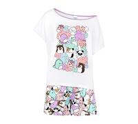 Squishmallows Conjunto de pijama para mujer con hombros descubiertos, blanco, 48-50