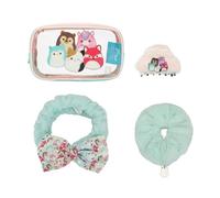 Squishmallows - Juego de 4 coleteros para cuidado personal, clip y bolsa para la cabeza