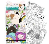 Squishmallows - Juego de bocetos y colores originales, cuaderno de bocetos de 15 páginas, cuaderno de colores y bocetos, bloc de bocetos, bloc de dibujo para niños, libros para colorear lindos libros