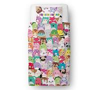 Squishmallows Juego de Funda de edredón para niños Individuales Jazzy Bright Design Reversible de 2 Caras Incluye Funda de Almohada a Juego Juego de Cama Individual Infantil Character World Brands