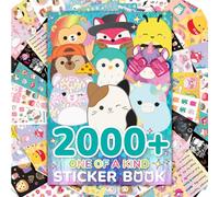 Squishmallows - Libro de calcomanías original de 2000 unidades, 43 hojas de calcomanías, calcomanías Squishmallows para botellas de agua, cuadernos, bolsas de recuerdos de fiesta, libros de